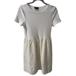 Saint + Sophia Organic Cotton Fit & Flare Mixed Media Eyelet Dress, size 8